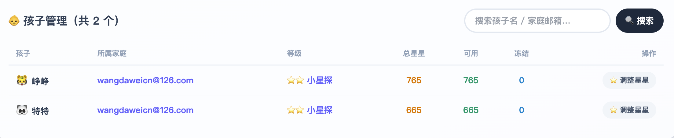 星星闯关孩子得分